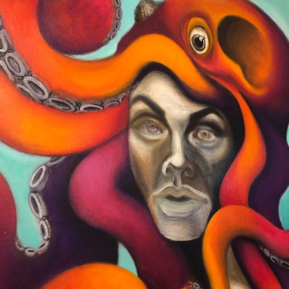 36”x36” Oil on Canvas Octopus Couture Original Art - Picture 2 of 12